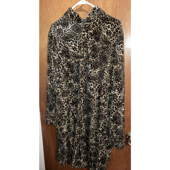 Cinema Etoile Robe Women Large Leopard Print Velour Velvet Maxi House Dress Vtg - Picture 1 of 5